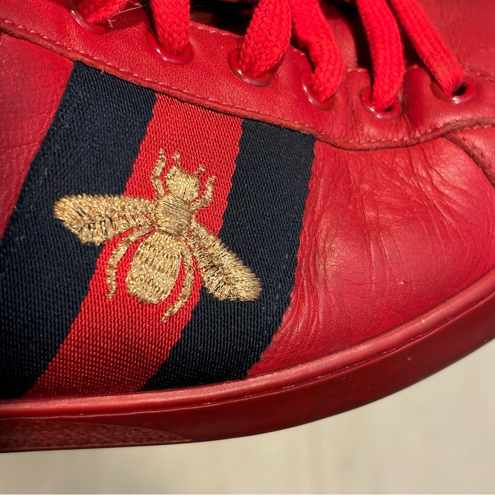 Gucci Ace Red with Gold Bee Sneakers 🔥 - Picture 6 of 7